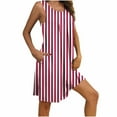 thumbnail image 4 of Aobny Sleeveless Nightgown for Woman Striped with Pocket Pink Crew Neck Short Women's Nightgowns, 4 of 7