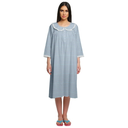 

Moomaya Cotton Sleepwear For Ladies Printed Round Neck Button Placket Nightdress