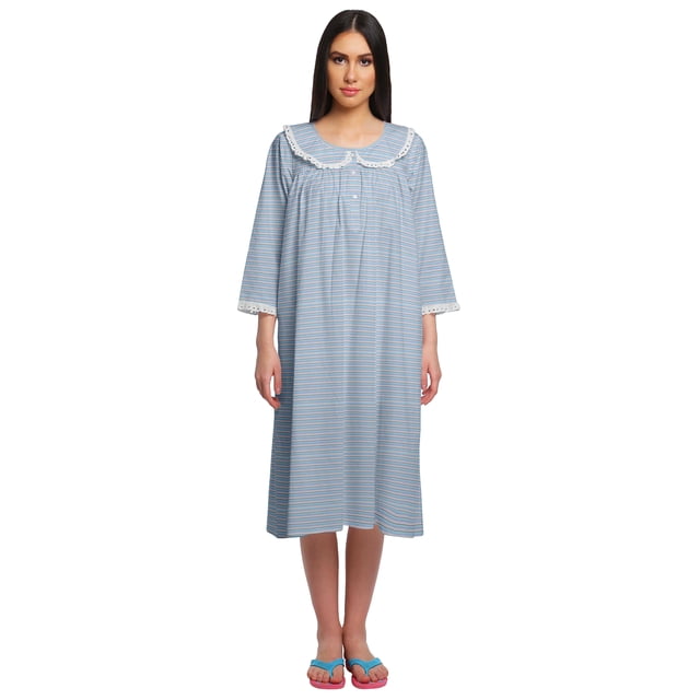 Moomaya Chemise de Nuit Longue à Boutons pour Femmes Imprimée