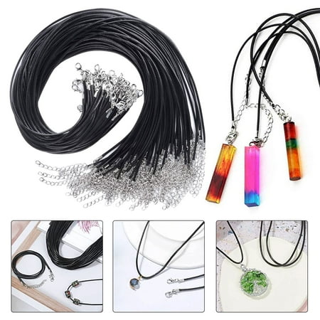 EEEkit 50pcs Black Waxed Necklace Cords for DIY Jewelry Making Accessories