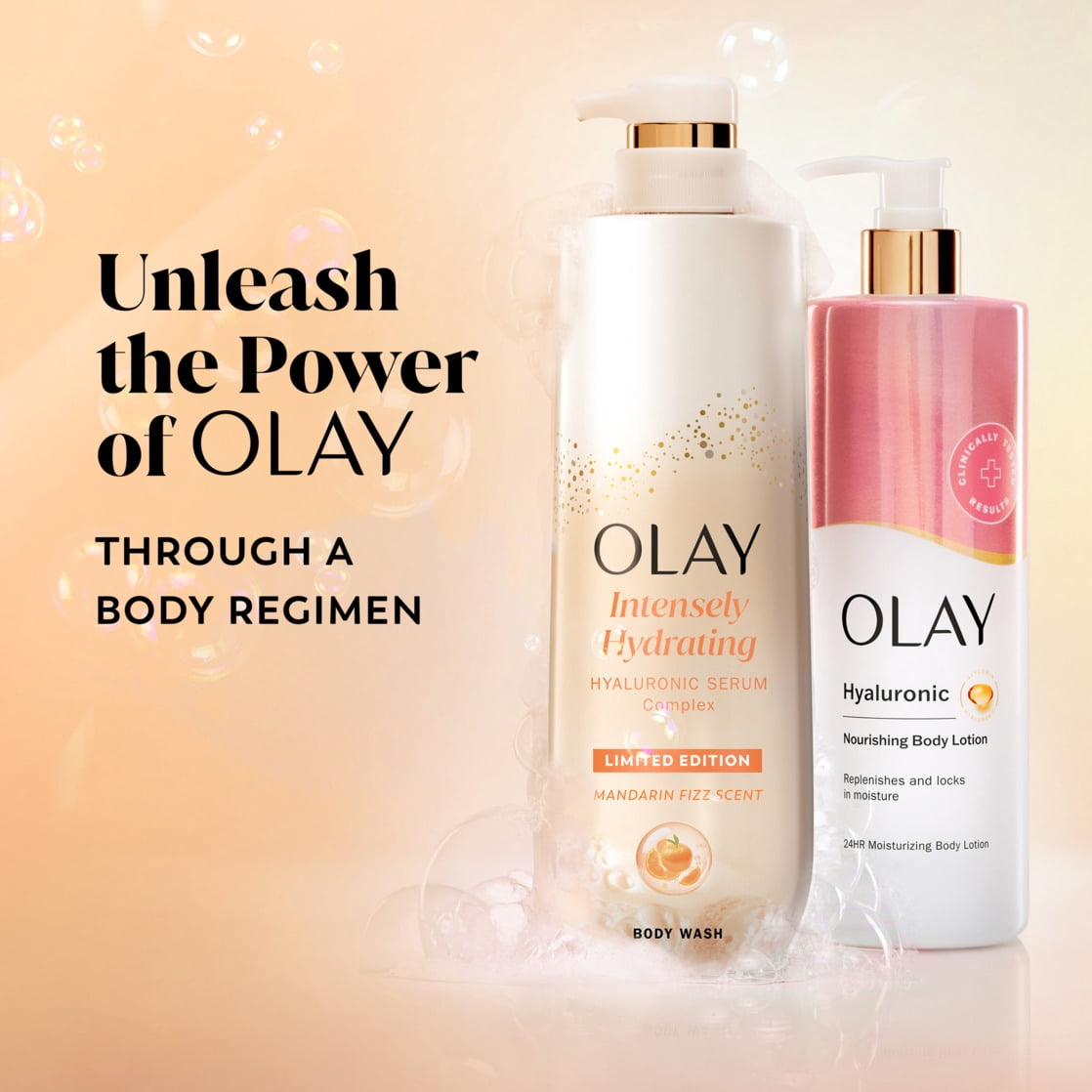 Olay Intensely Hydrating Body Wash with Hyaluronic Serum Complex, Mandarin Fizz Scent, 20 fl oz