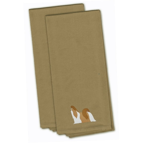 Shih Tzu Tan Embroidered Towel Set of 2