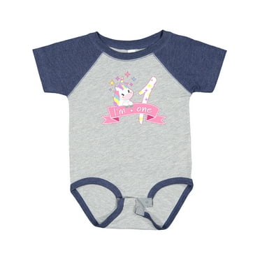 Inktastic I'm One- Cute Unicorn 1st Birthday Boys or Girls Baby Bodysuit