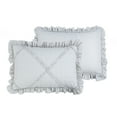 thumbnail image 3 of Marina Decoration Lush Ruffled Textured Shabby Chic Stitching Coverlet Bedspread Ultra Soft Solid Summer Embroidered Quilt Set with Quilted Shams, Grey Color, 3 of 6