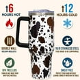 thumbnail image 5 of 40oz Cow Tumbler With Handle Lid and Straw-Cow Print Stainless Steel Insulated Tumblers-Cow Travel Mug Iced Coffee Cup-Gifts for Women(Brown), 5 of 6