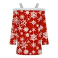 thumbnail image 5 of Festival Saving Womens Christmas T Shirts Funny Festive Snowflake Top 3/4 Sleeve Cold Shoulder Shirt Blouse Christmas Holiday Shirt Tees My Items, 5 of 5