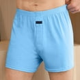 thumbnail image 2 of khonts,Men's Cotton Boxer Briefs Soft Underwear Breathable Pajamas Shorts Elastic Waist Comfortable Loose Underpants Sky Blue L, 2 of 4