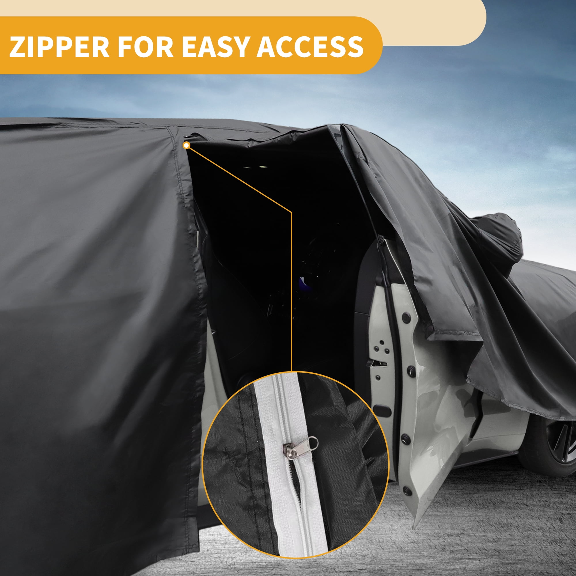 Unique Bargains Universal Car Cover 210D-PU Blue, Black 165.35"x66.93"x49.21"