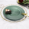 thumbnail image 2 of GUOOL 12.60 Inch Glass Desserts , Stripes Pattern Dinner , Kitchen Salad with Stripe Green, 2 of 9
