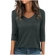 thumbnail image 3 of TaTaai Womens Casual Solid Color V Neck Three Quarter Sleeve Tops Loose Comfy Blouse With Functional Pockets Lightweight Breathable Daily Wear Shirt For Women Gift, 3 of 6