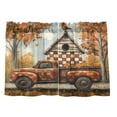 thumbnail image 2 of Ryvnso Bird on House Autumn View Half Curtains Sets Tier 2 Panels Short Curtain Rod Pocket 27"W x 36"L, 2 of 7