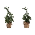 thumbnail image 1 of Evergreen Beautiful Christmas Snow Covered Tree in Burlap Pot Table Top Decor, Set of 2 - 6x6x15 in Indoor/Outdoor Decoration, 1 of 5