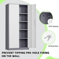 thumbnail image 4 of 72" Metal Office Storage Locking Cabinet, Lockable Garage Storage Cabinets, High Office Cabinet with Adjustable Shelves for Garage(Grey White), 4 of 9