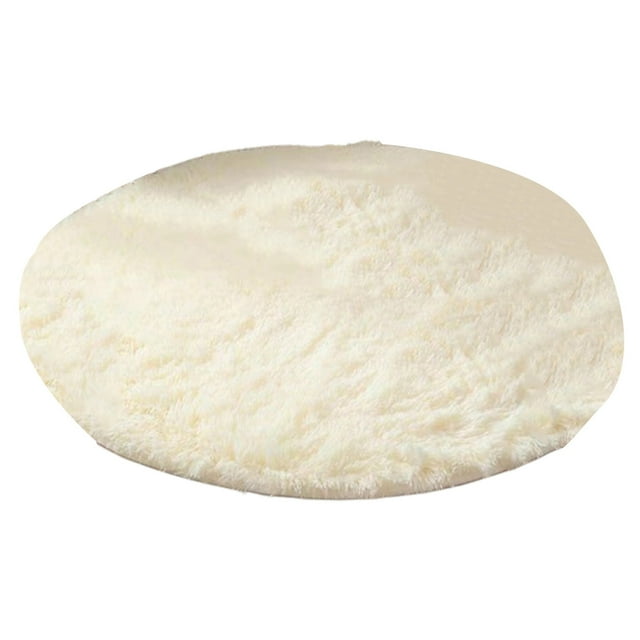 CSChome Kids Room Rug Luxury Round Fluffy Area Rug: Super Soft Non-Slip 100cm Solid Color Plush Carpet for Bedroom and Nursery