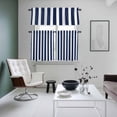 thumbnail image 4 of Navy Blue Striped Kitchen Curtains Sets for Windows 36 Inch Length, Modern Farmhouse Blue White Stripes Rod Pocket Window Treatments Tier Curtains and Valances Set for Bedroom/Bathroom, 4 of 8