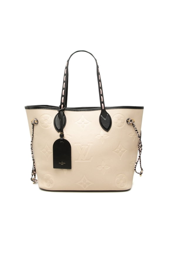 Pre-Owned Louis Vuitton Monogram Empreinte Giant Neverfull MM Tote Bag Shoulder M58525 Crme...