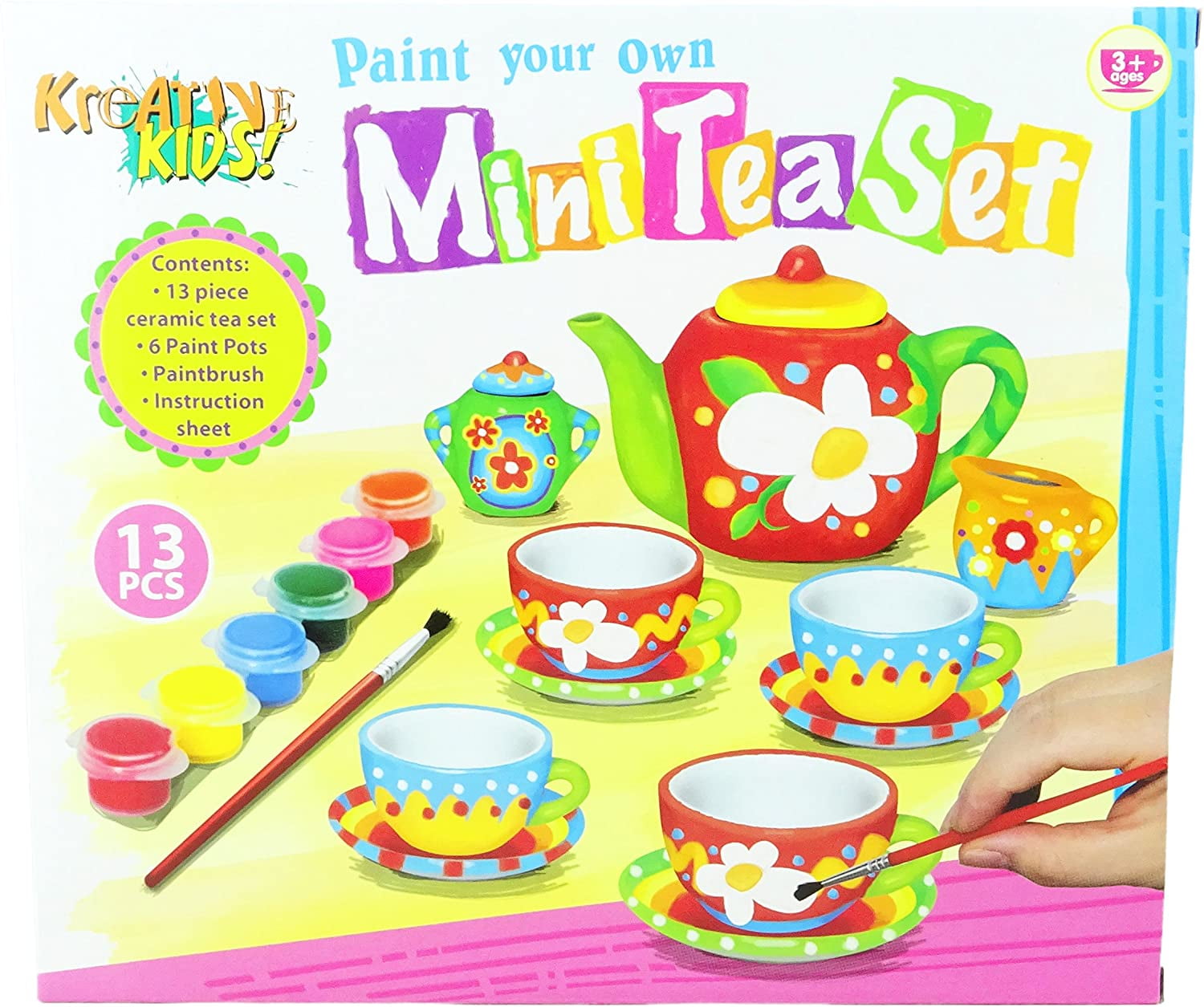 Childs Porcelain Tea Set 13 Piece Tea Party Miniature Toy 