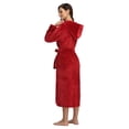 thumbnail image 4 of Womens Hooded Fleece Robe, Soft Bathrobe for Womens, Cute Long House Coat, 4 of 5