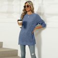thumbnail image 3 of SWSMCLT Women's Soft Sweater Long Sleeve Casual Warm Tunic Top Knit Crewneck Fashion Spring Spandex Tunics Blue Small, 3 of 5