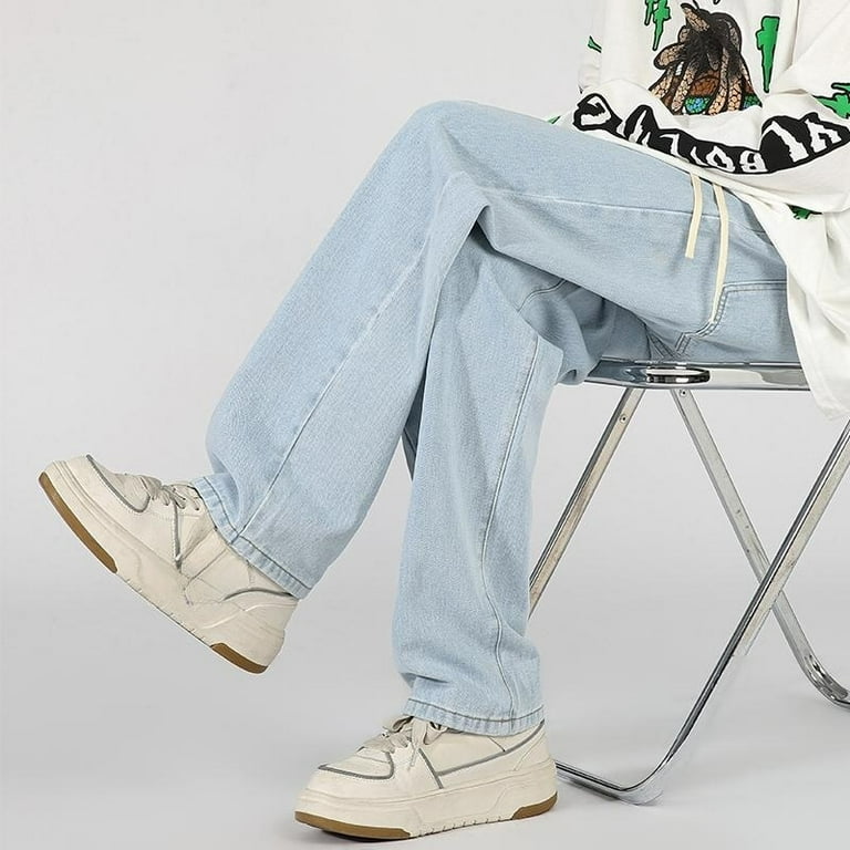 Casual Street Solid Color Straight Denim Jeans Casual Street Solid Color Straight Denim Jeans