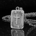 thumbnail image 2 of Square Christian Cross Pendant Necklace Stainless Steel Jesus Christ Crucifix Charm Jewelry Religious Gift for Women and men, 2 of 6