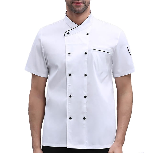 Chef Shirt Short Sleeve for Restaurant Kitchen Staff Men Women Breathable Comfortable Durable Workwear