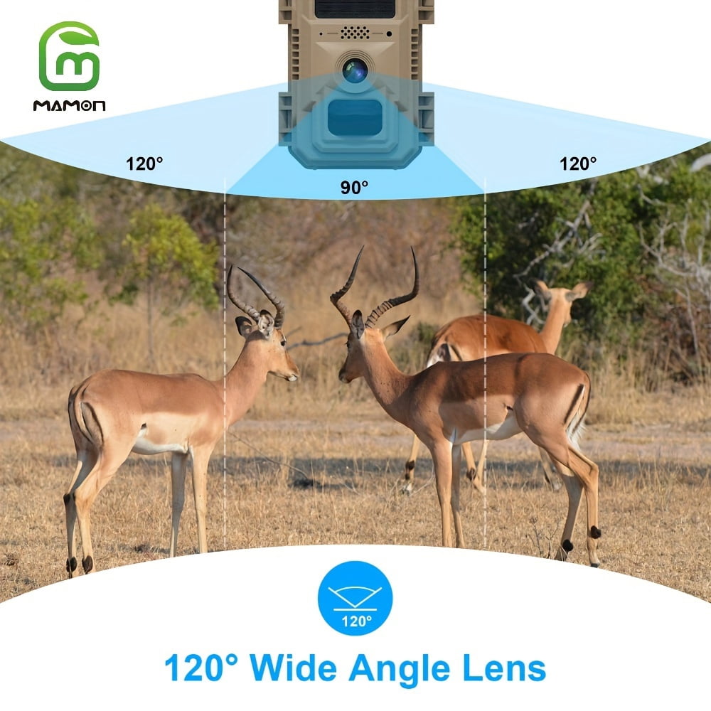 4G LTE Cellular Trail Camera Hunting Camera Game CAMO Solar Powered Battery, 4MP 2K Resolution, 70ft PIR Night Vision, 2-Way Audio, Send Pictures to Your Phone for Wildlife Monitoring and Hunting