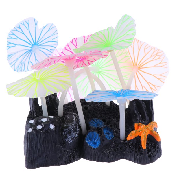 Adorno creativo para acuario, hojas de loto de silicona, simulación luminosa, plantas acuáticas, decoración para el hogar.