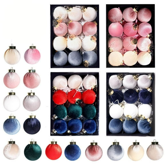 Christmas Ball Ornaments 6 Pcs - 5 inch Extra Large Shatterproof Christmas Balls, Velvet Fabric Decorations Indoor, Exquisite Holiday Party Hanging Ornaments for Xmas Tree, Wreath, Vines, Multicolor