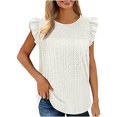 thumbnail image 1 of Birdeem Womens Solid Color Round-Neck Sleeveless Vest Cut-Out Panel Sleeveless Ruffle Tops, 1 of 10