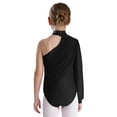 thumbnail image 2 of iiniim Kids Girls One Shoulder Long Sleeve Mock Neck Ballet Dance Leotard Skating Gymnastics Unitard Jumpsuit Dancewear Black 6, 2 of 7
