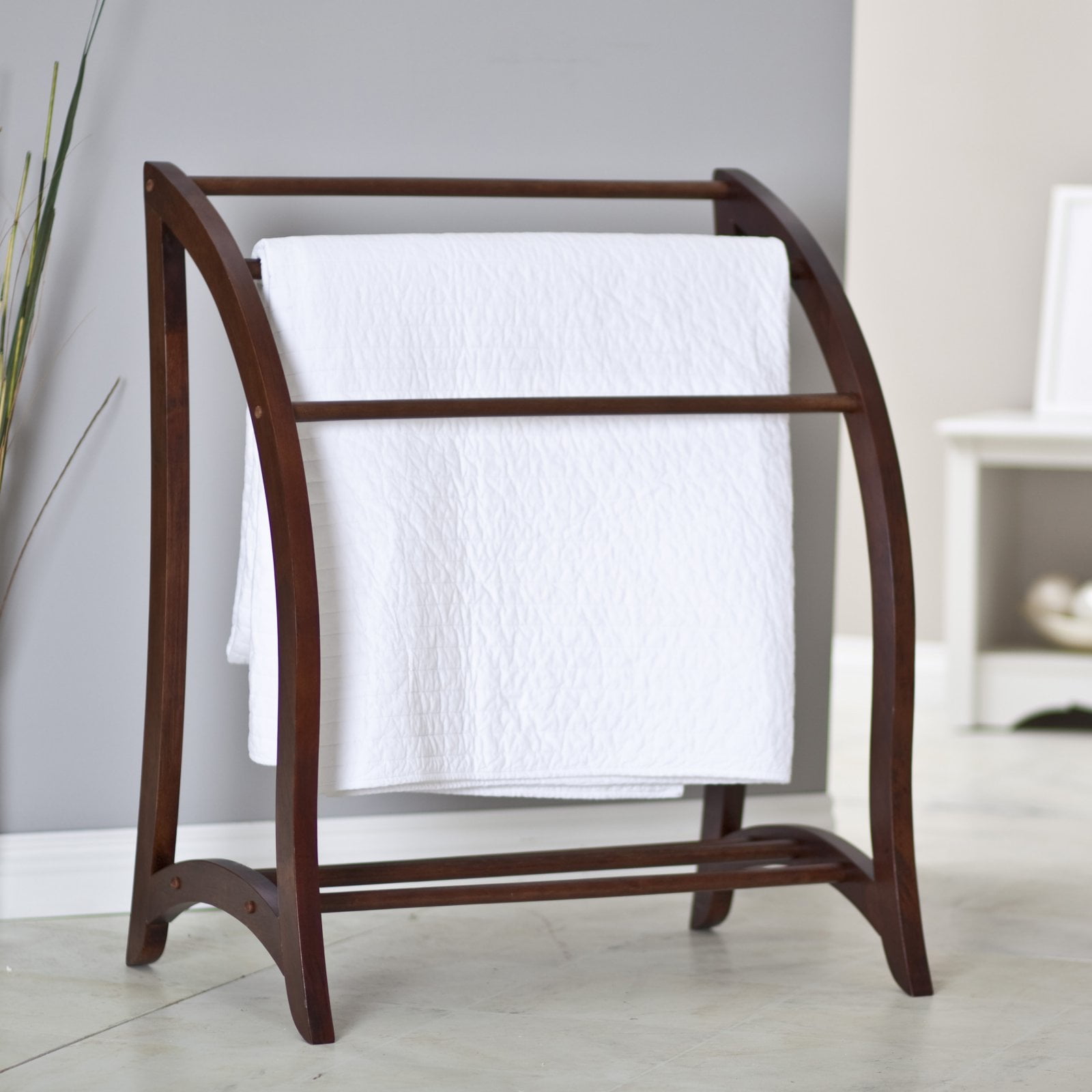 Betsy Blanket Rack - Antique Walnut - Winsome: Hardwood 3-Rung Quilt Holder, Storage Organizer
