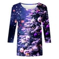 thumbnail image 5 of Ahabrexf Blouses for Women, Comfortable Round Neck 3/4 Sleeve Print Casual T-Shirt Top, 5 of 5