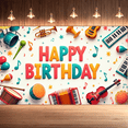 thumbnail image 7 of Colorful Musical Birthday Banner Decorative Instruments Happy Birthday Sign for Birthday Party Celebration Event Indoor Decoration, 7 of 7