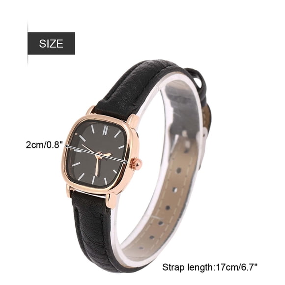Dainty Watch, Analog Watches, Analog Wristwatches, Women Analog Quartz Watch PU Strap Alloy Case Female Wristwatch Black Strap White Dial