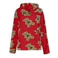 thumbnail image 5 of Women's Teddy Bear Coat Printed Double-layer Plush Pullover Fleece Hoodie, Casual Loose Pocket Long-sleeve Sweatshirt for Cozy Winter Wear,Red,M, 5 of 6