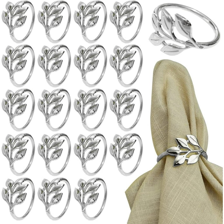 Silver leaf napkin sale rings