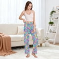 thumbnail image 5 of Dailycode Women's Pajama Pants Wide Leg Lounge Pj Bottoms With Pockets Colorful Cartoon Robots, 5 of 7