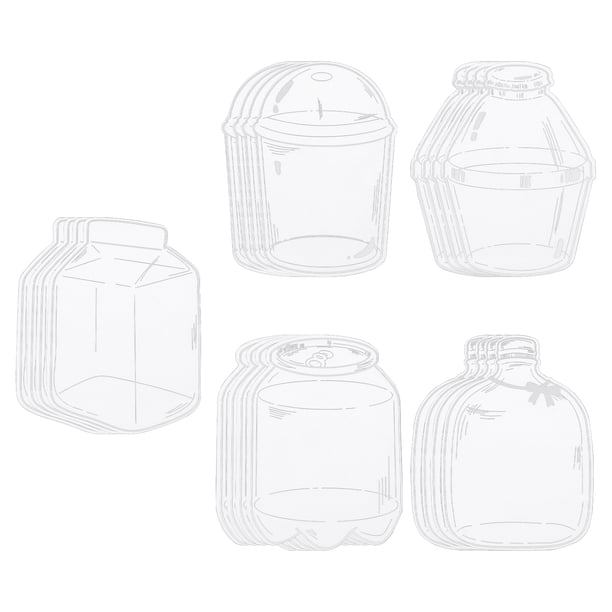 Marcadores de Flores Secas Transparentes Uxcell, Paquete de 20 Stickers de Plantas Presionadas Claras en Botella de Deseos, 5 Formas