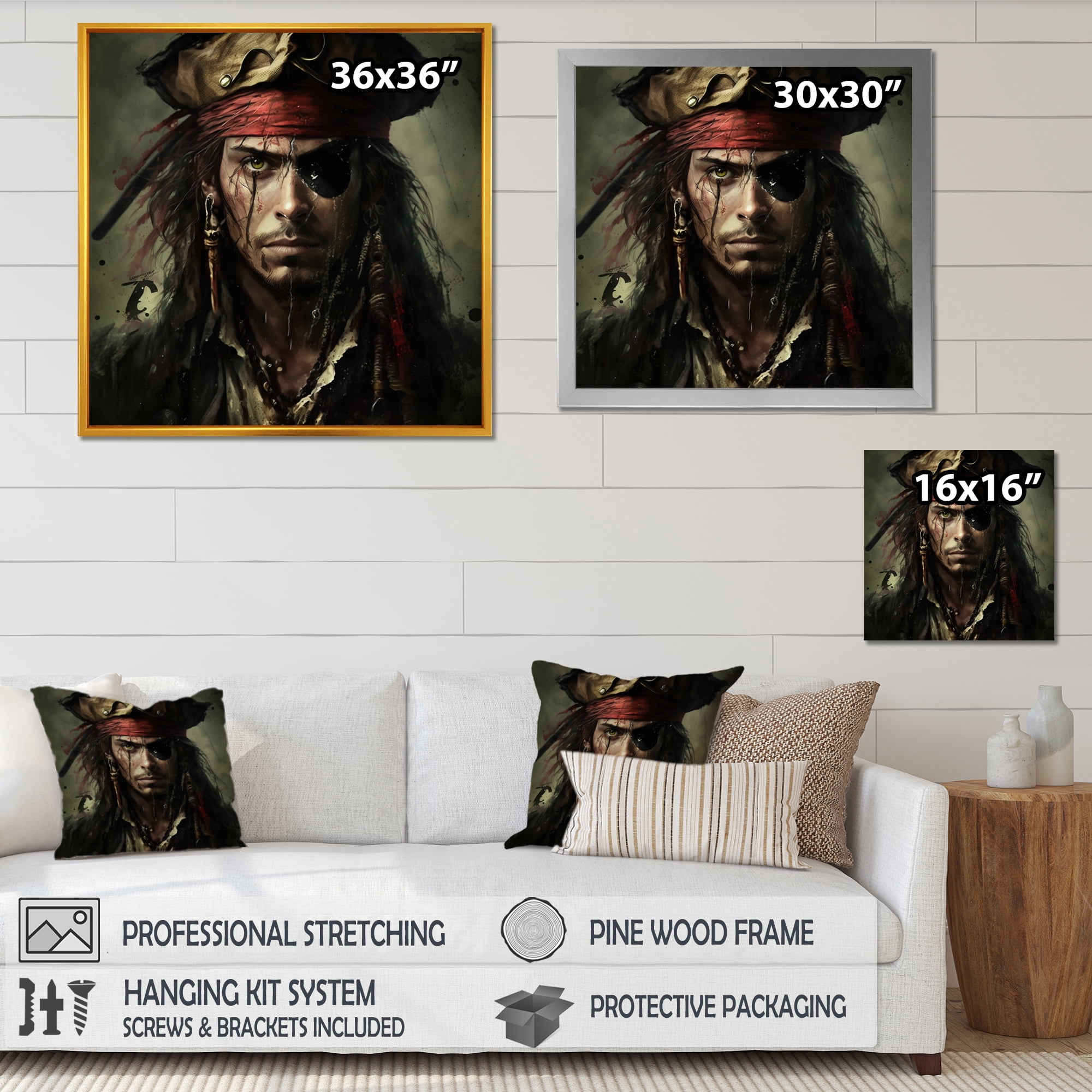 Designart Portrait Of Pirate Canvas Wall Art