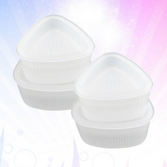 Raindrops 4pcs Rice Ball Mould Triangle Sushi Maker Large and Small Set White