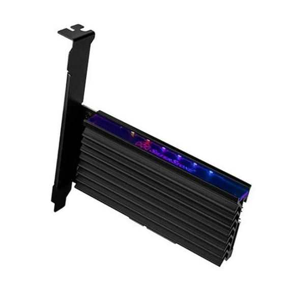 ECM24, M.2 NVMe SSD M-key to PCIe X4 adapter card with heatsink and thermal pad (ARGB)
