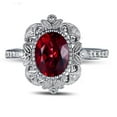 thumbnail image 2 of Unique Vintage Look 2 Carat 8x6mm Oval Shape Red Ruby And Moissanite Diamond Engagement Ring in 10k White Gold for Women, 2 of 4