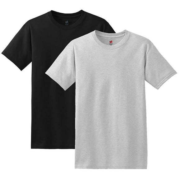 Hanes Red Label Men's FreshIQ ComfortSoft Crewneck T-Shirt (Bonus Pack) (Small, Black & Grey)