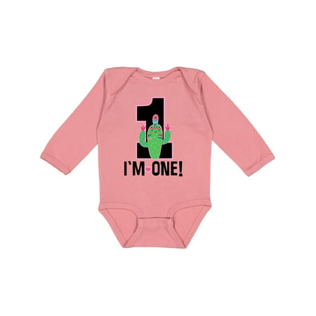 

Inktastic 1st Birthday Cactus Cute Girls 1 Year Old Gift Baby Girl Long Sleeve Bodysuit