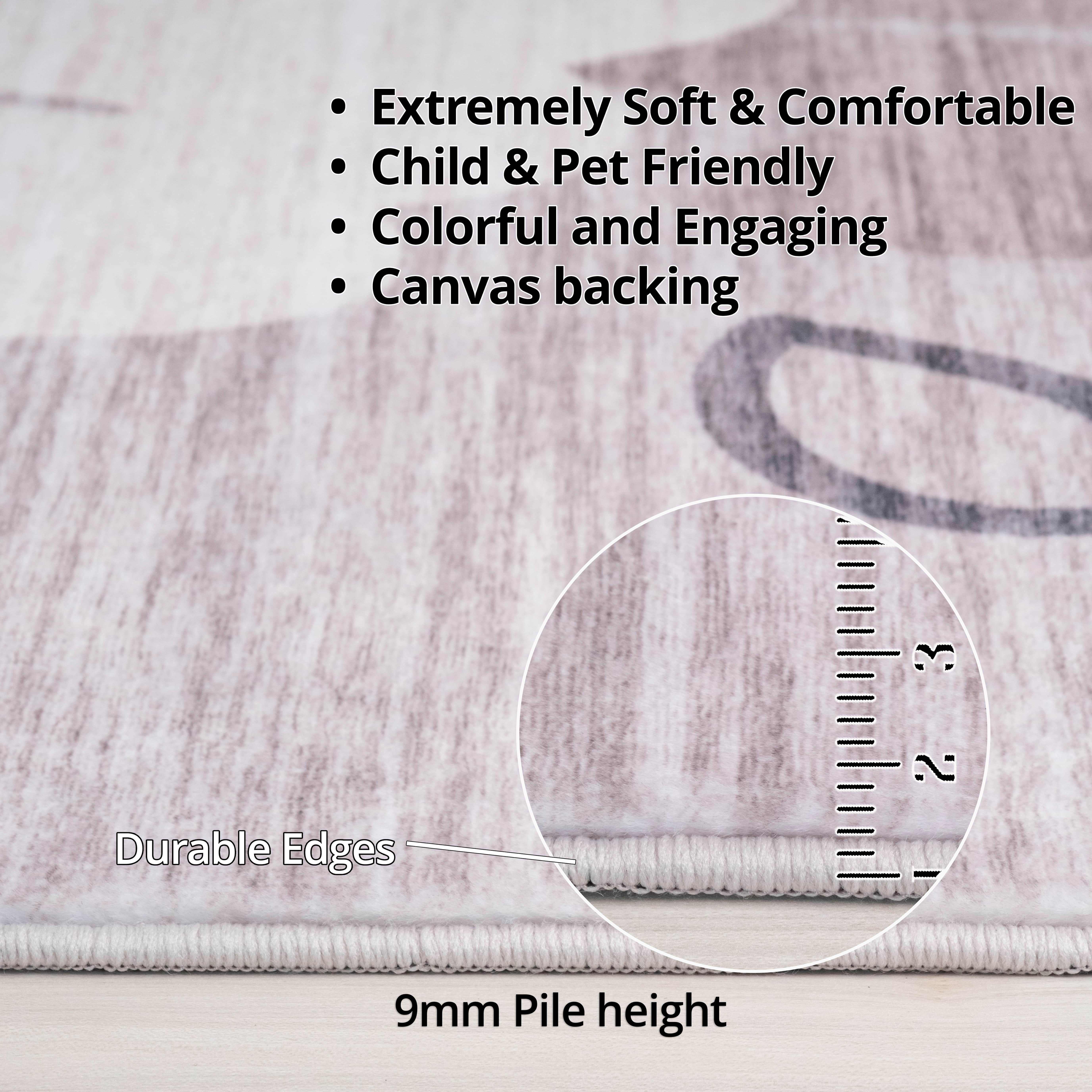 Rug Branch Soft Steps Playtime Lion, Cartoon Animals Soft Area Rug, Neutral Beige Grey - Boys & Girls in Playroom, Nursery, Bedroom