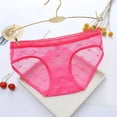 thumbnail image 2 of Aayomet Women's Underwear Womens Sheer Lace Panties See Through Mesh Cotton Crotch Seamless Briefs,Hot Pink XL, 2 of 5