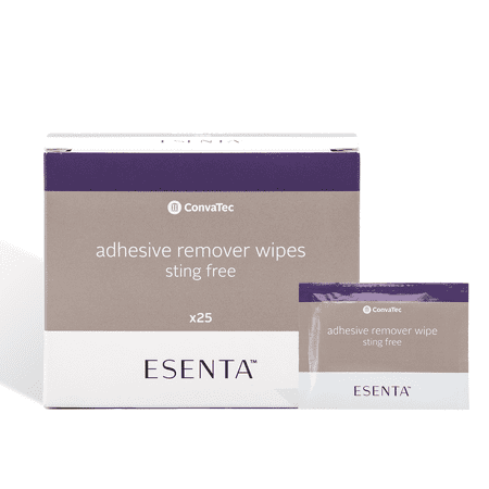 Convatec ESENTA Adhesive Remover Wipes, Alcohol-Free, 25ct Box for Stomas & Wounds
