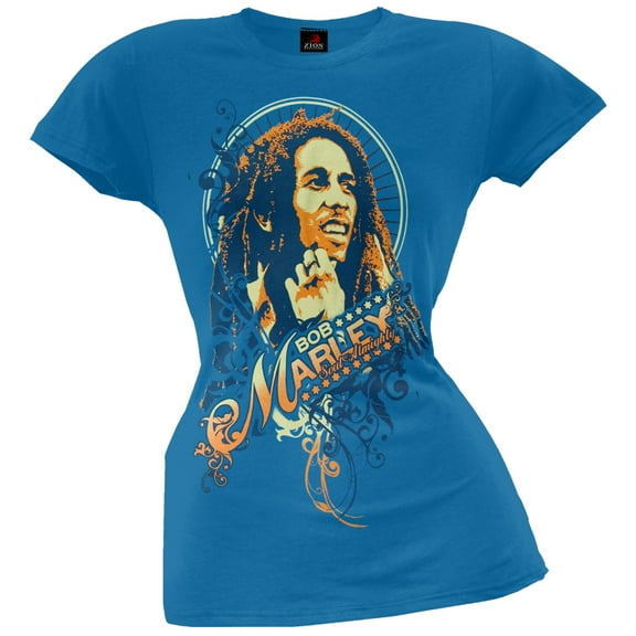 Bob Marley Women's Juniors Soul Almighty Blue Short Sleeve T Shirt
