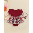 thumbnail image 6 of Viworld Newborn Baby Girl Clothes Spring Summer Infant Romper Floral Suspenders Dress Ruffle Sleeve Onesie Outfit Jumpsuit+Headband, 6 of 7